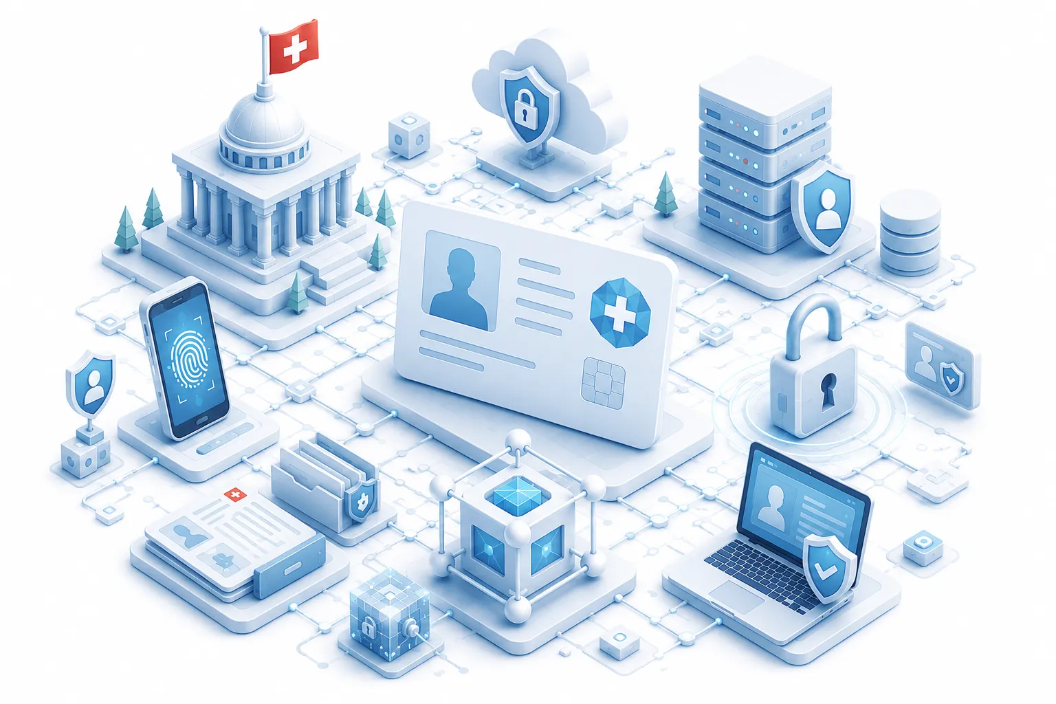 Titelbild für den fidentity Blog zur schweizerischen e-ID, dieses Bild wurde mit Dall E von Open AI generiert